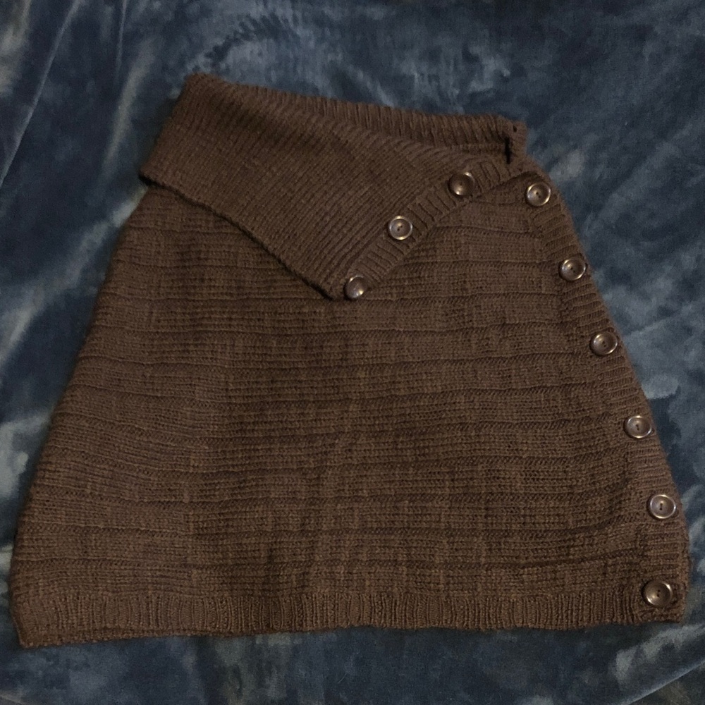 Brown Knit Button Shawl